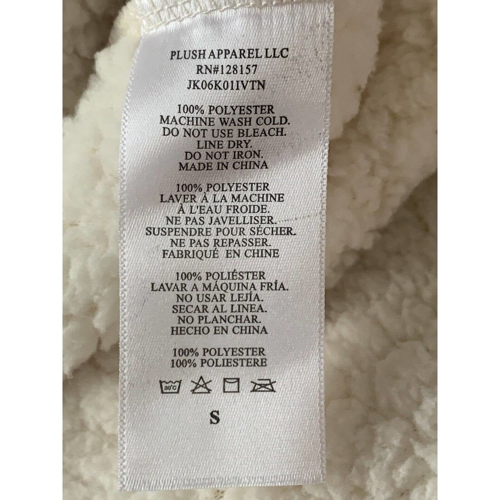 Plush X Revolve Women’s Cream Brown Sherpa Hooded Jacket NEW Size Small - Picture 10 of 10